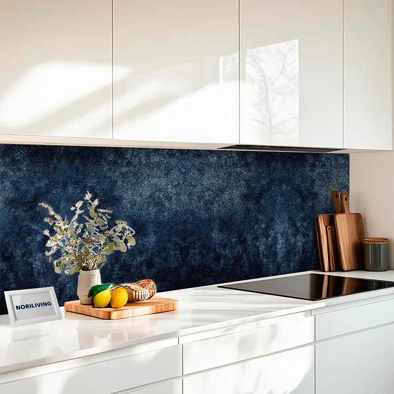 Küchenrückwand Echtglasoptik Profiline dunkelblaue mystische Wandstruktur 136