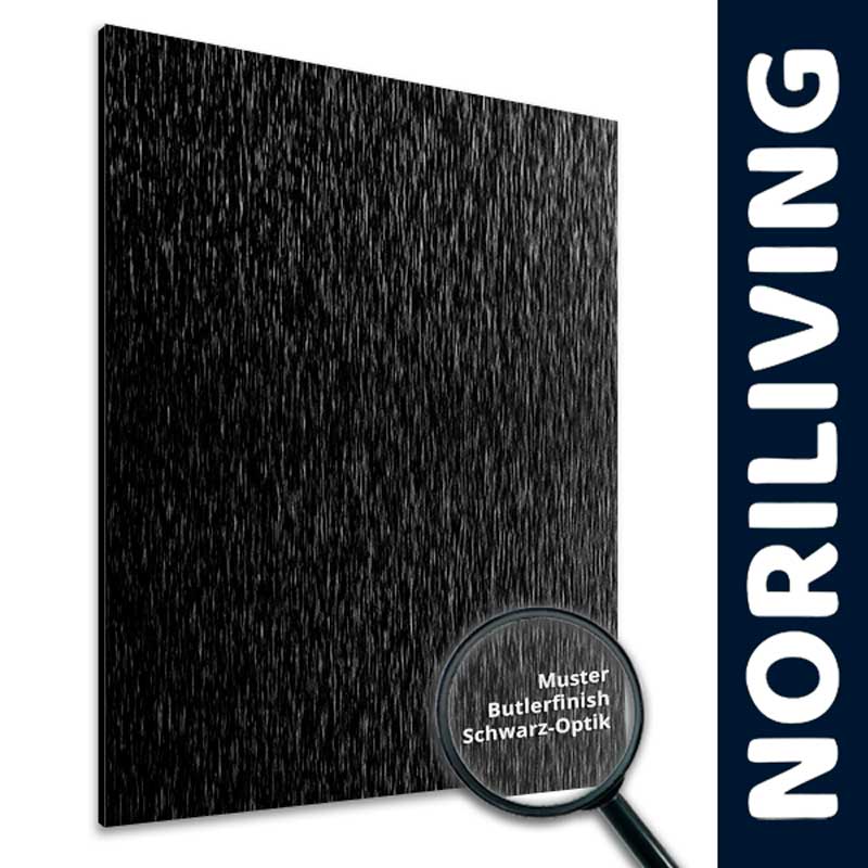 Dekorplatte von Norliving mit Butlerfinish, schwarzes Design mit eleganter Struktur