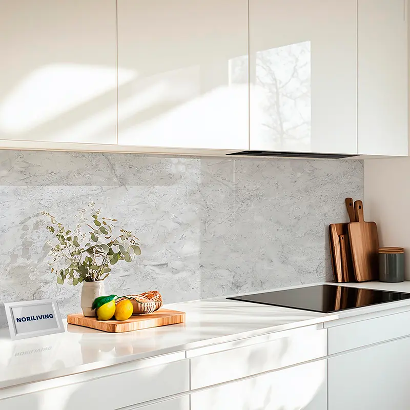 Fliesenfolie Premium Marmor hellgrau 004 schwarz-weiß