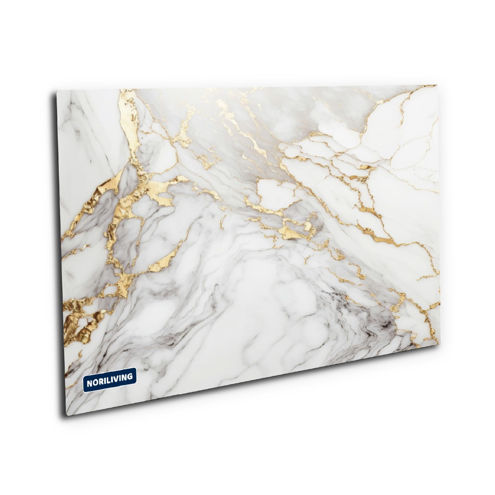 Elegantes Wandbild mit marmoriertem Design und goldenen Akzenten Wandbild in Marmoroptik mit goldenen Details auf weißem Hintergrund