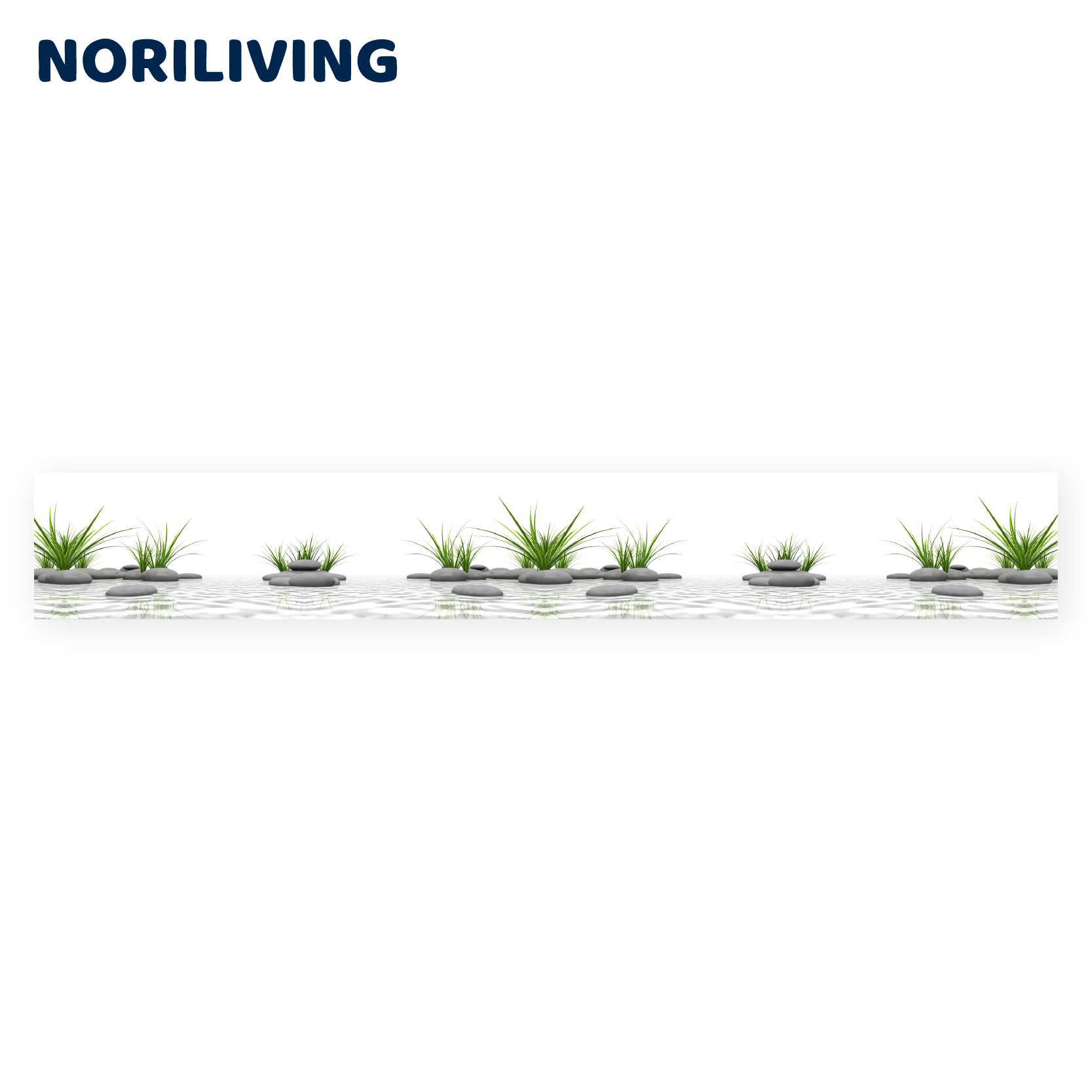 Dekorative Graskanten mit Steinen für einen modernen Look - Noriliving Lange dekorative Kante mit Grasbüscheln und Steinen, geeignet für moderne Wohnraumgestaltung von Noriliving