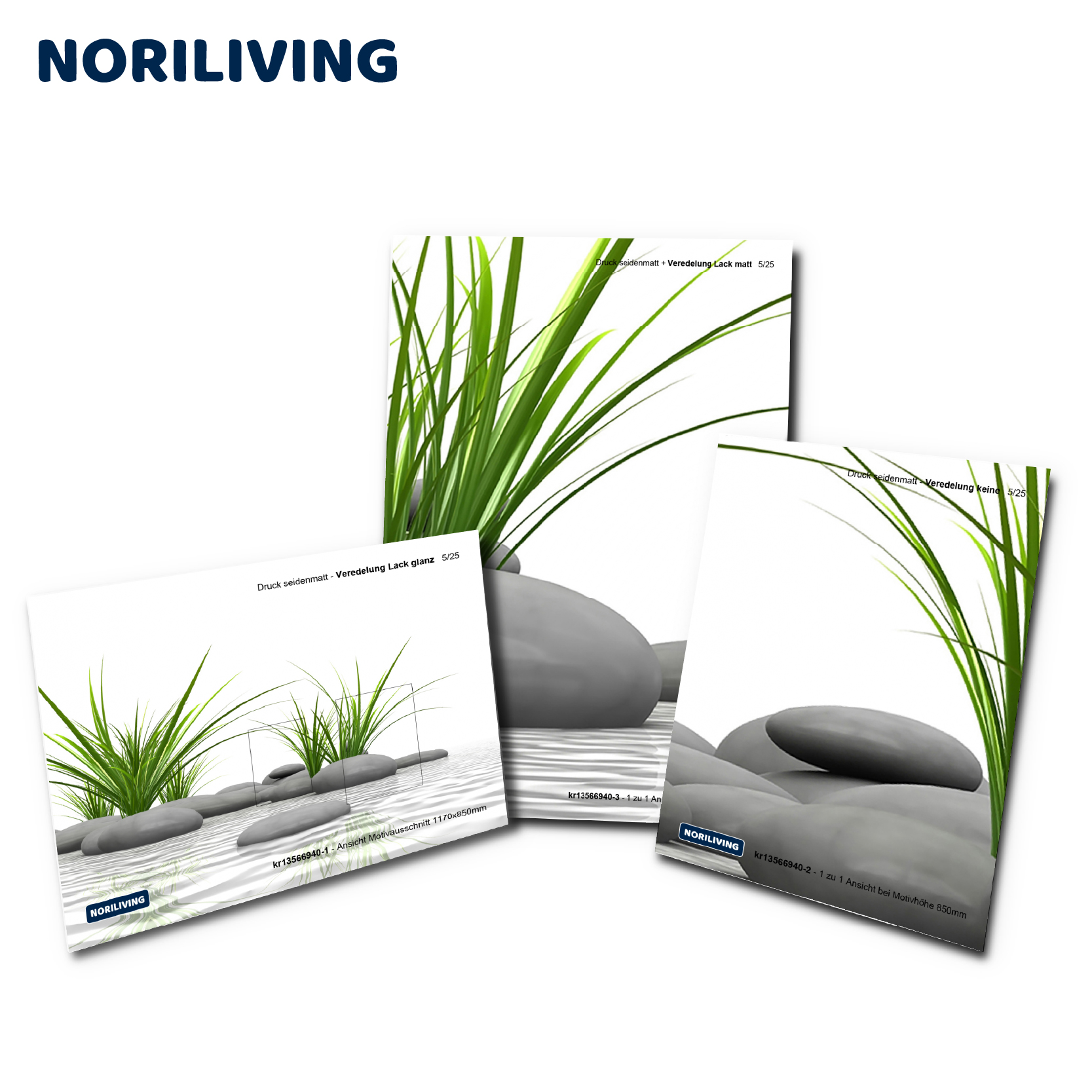Kunstleinwand-Set mit Bambus- und Stein-Motiv - NORILIVING Drei dekorative Leinwände mit Bambus und Steinen von NORILIVING, ideal für moderne Wohnräume.
