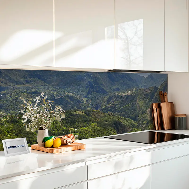 Küchenrückwand Alu Schöner Wald mit Bergen der Insel La Réunion 165