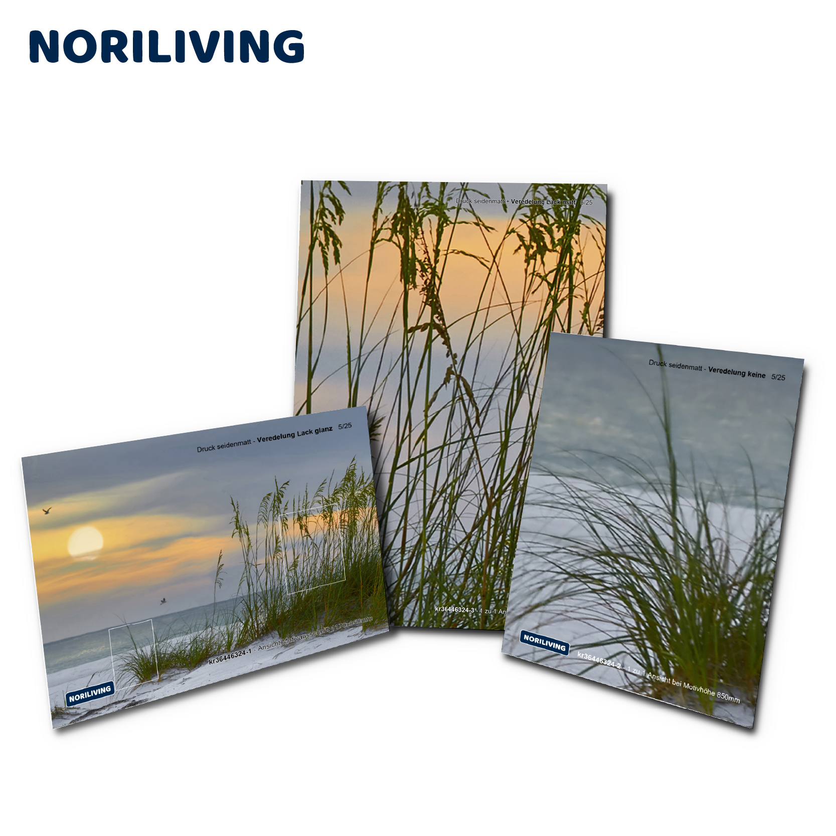 Leinwandbilder Set mit Meereslandschaft und Gras von NORILIVING Drei Leinwandbilder mit Meereslandschaft und Gras, erhältlich bei NORILIVING