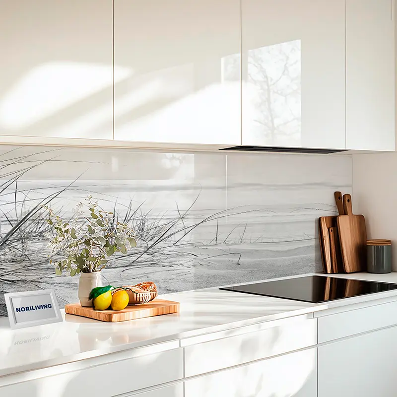 Küchenrückwand Echtglasoptik Profiline Dünen Gras Strand 543a schwarz-weiß