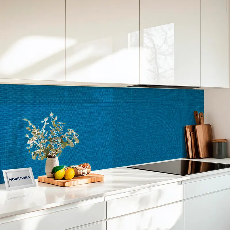 Küchenrückwand Alu 1-4 teilig Gewebestruktur Blau 2225